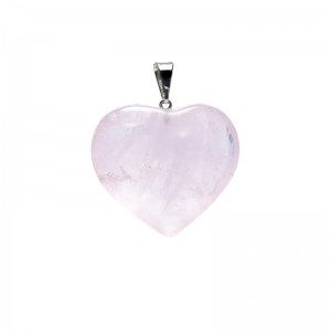 Μενταγιόν Καρδιά Ροζ Χαλαζία - Rose Quartz